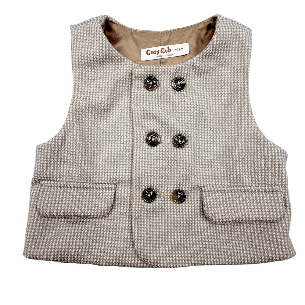 Cozy Cub Tan Hounstooth Vest 9-12m